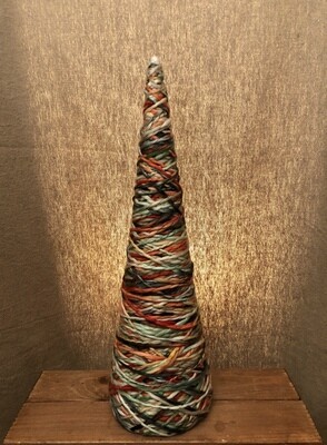 Yarn Twine Cone Topiary GR/OR/CR - Med Yarn Twine Cone Topiary GR/OR/CR - Med
