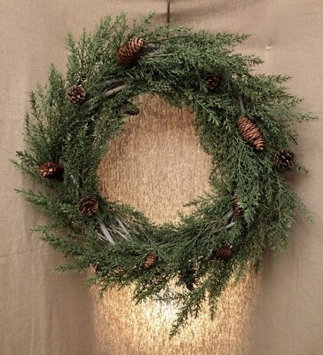 Cedar &amp; Pinecone Wreath 25"
