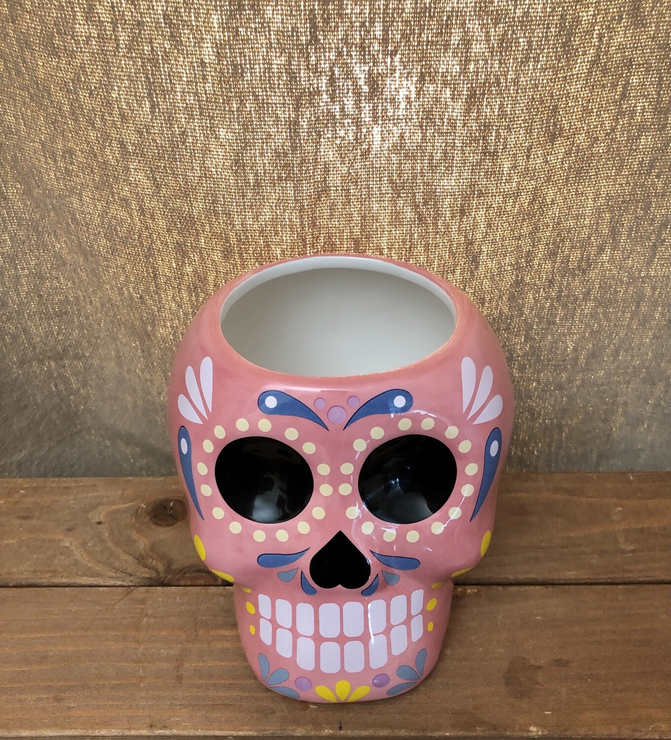 Day of the Dead Planter w/Drainage Hole - Pink
