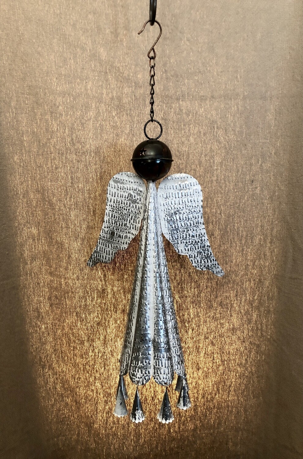 Metal Angel Hanging Bell - Silver