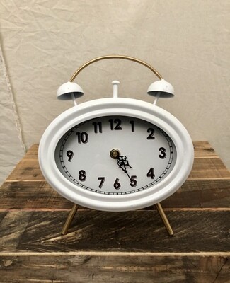 Metal Bright Desk Clock White