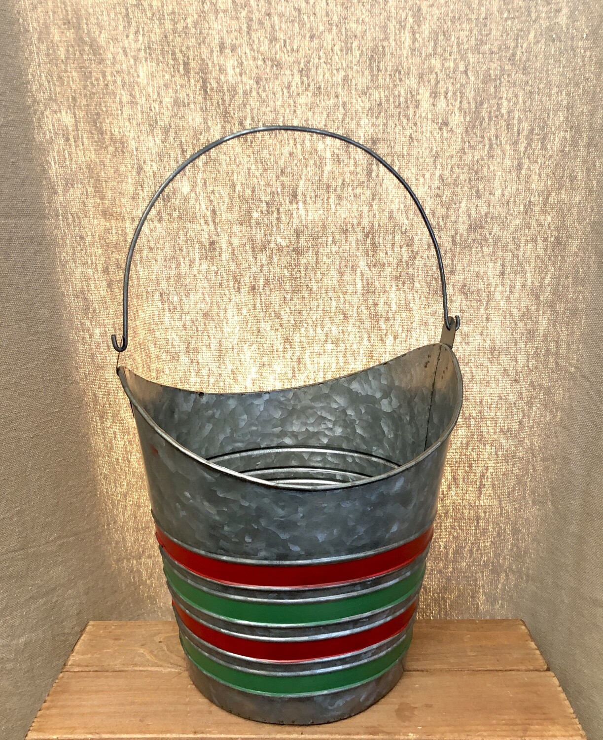 Galvanized Stripe Bucket Lg Galvanized Stripe Bucket Lg