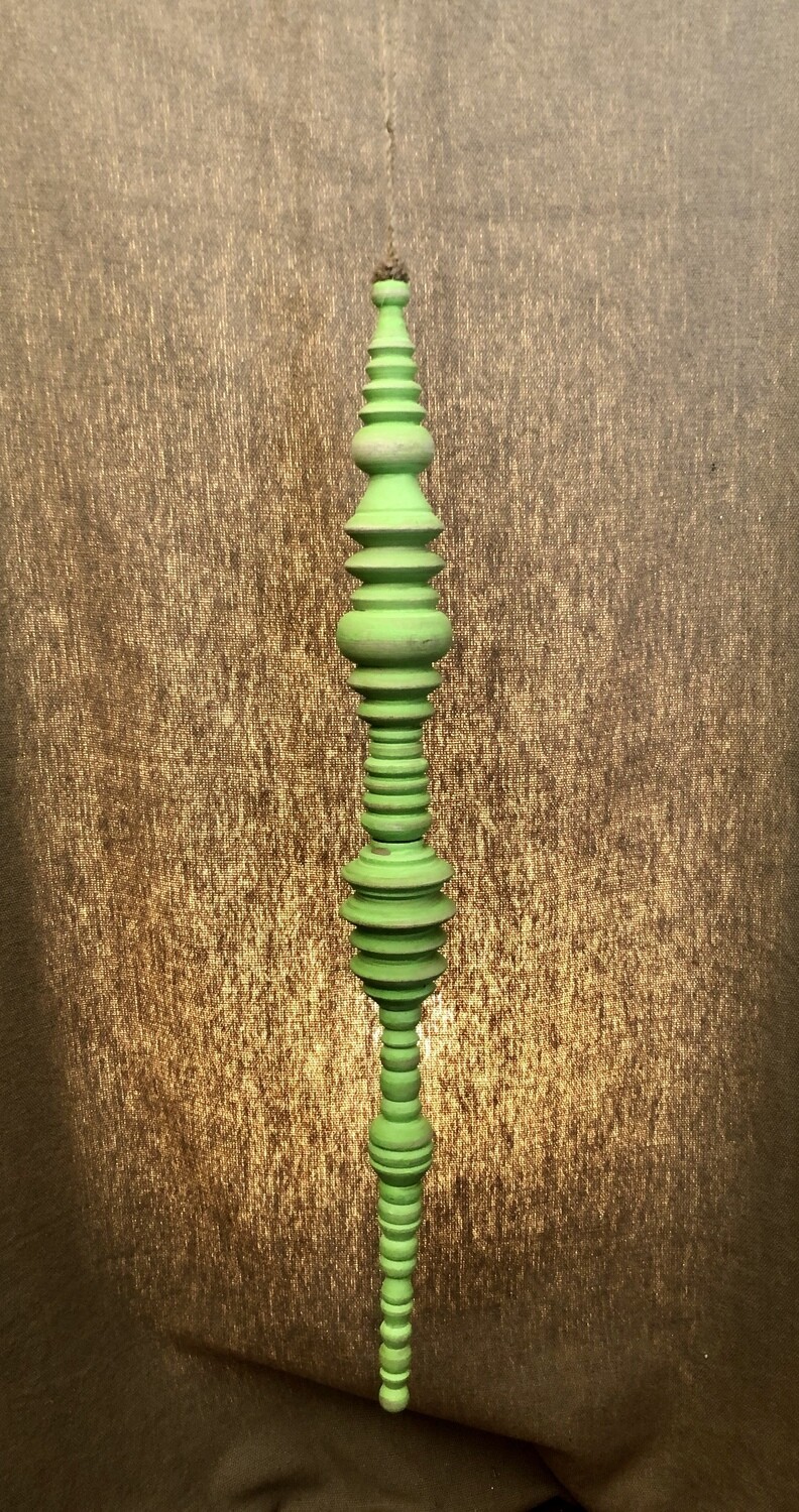 Wood Finial Ornament 24&quot; Green