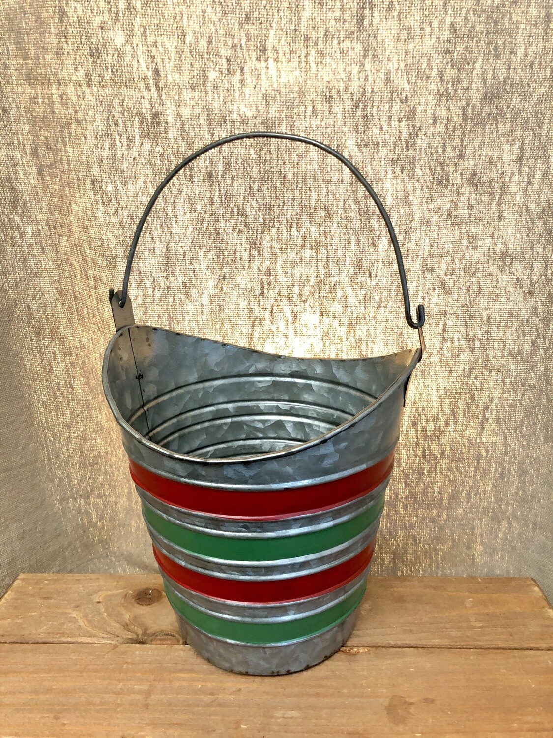 Galvanized Stripe Bucket Sm