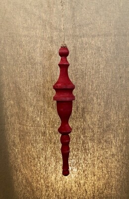 Wood Finial Ornament 15&quot; Red