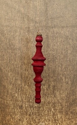 Wood Finial Ornament 9&quot; Red