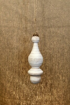 Wood Finial Ornament 6&quot; White
