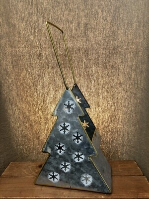 Galvanized Christmas Tree w/Snowflakes Lg Galvanized Christmas Tree w/Snowflakes Lg