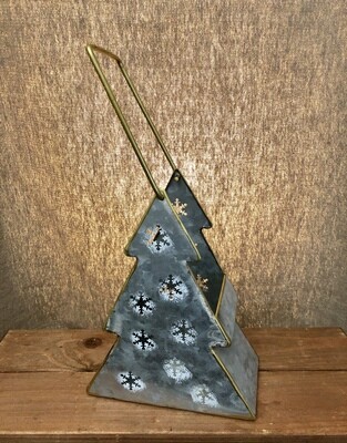 Galvanized Christmas Tree w/Snowflakes Sm Galvanized Christmas Tree w/Snowflakes Sm