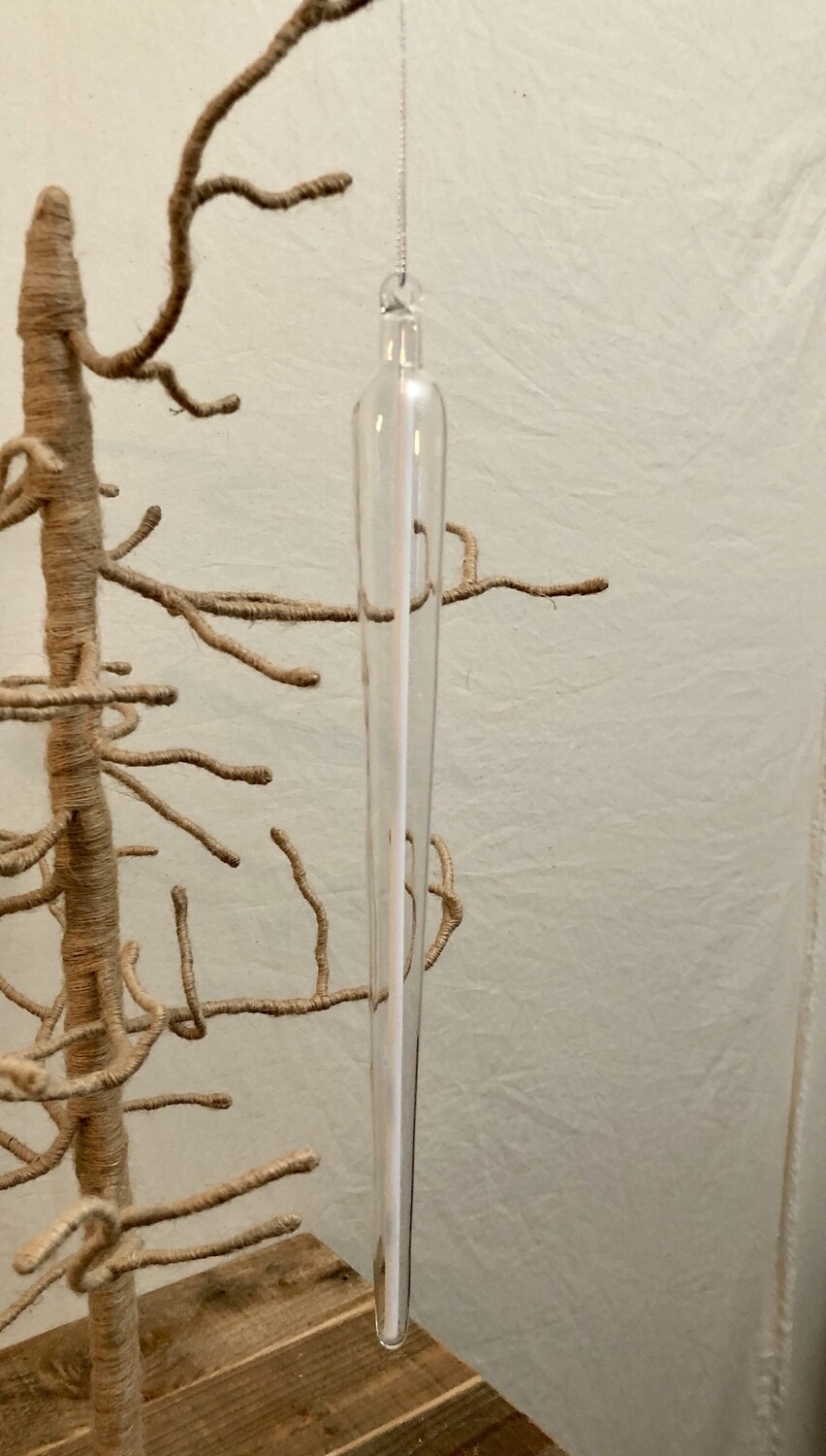 Glass Icicle Ornament - White