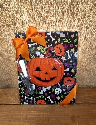 Glass Cutting Board w/Knife - Pumpkin