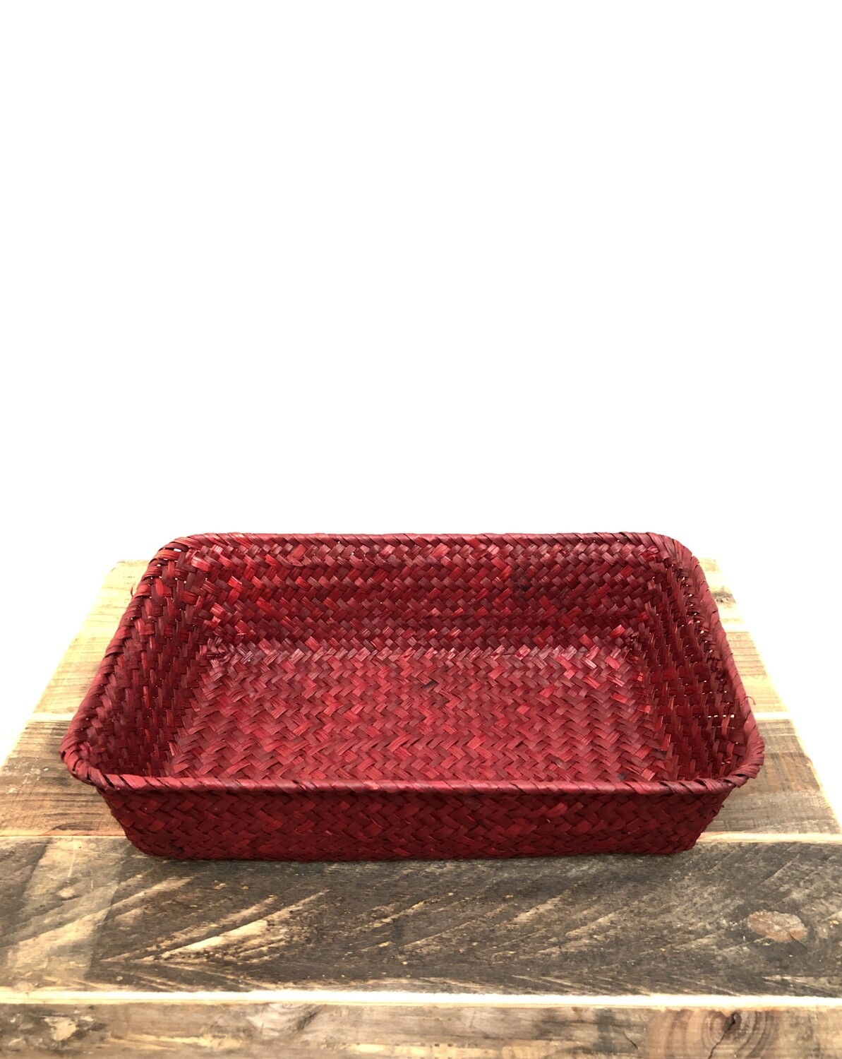 Rect. Seagrass Tray Red Sm Rect. Seagrass Tray Red Sm