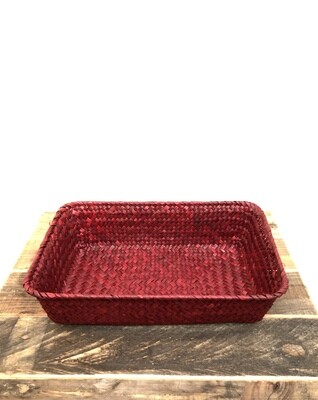 Rect. Seagrass Tray Red Sm