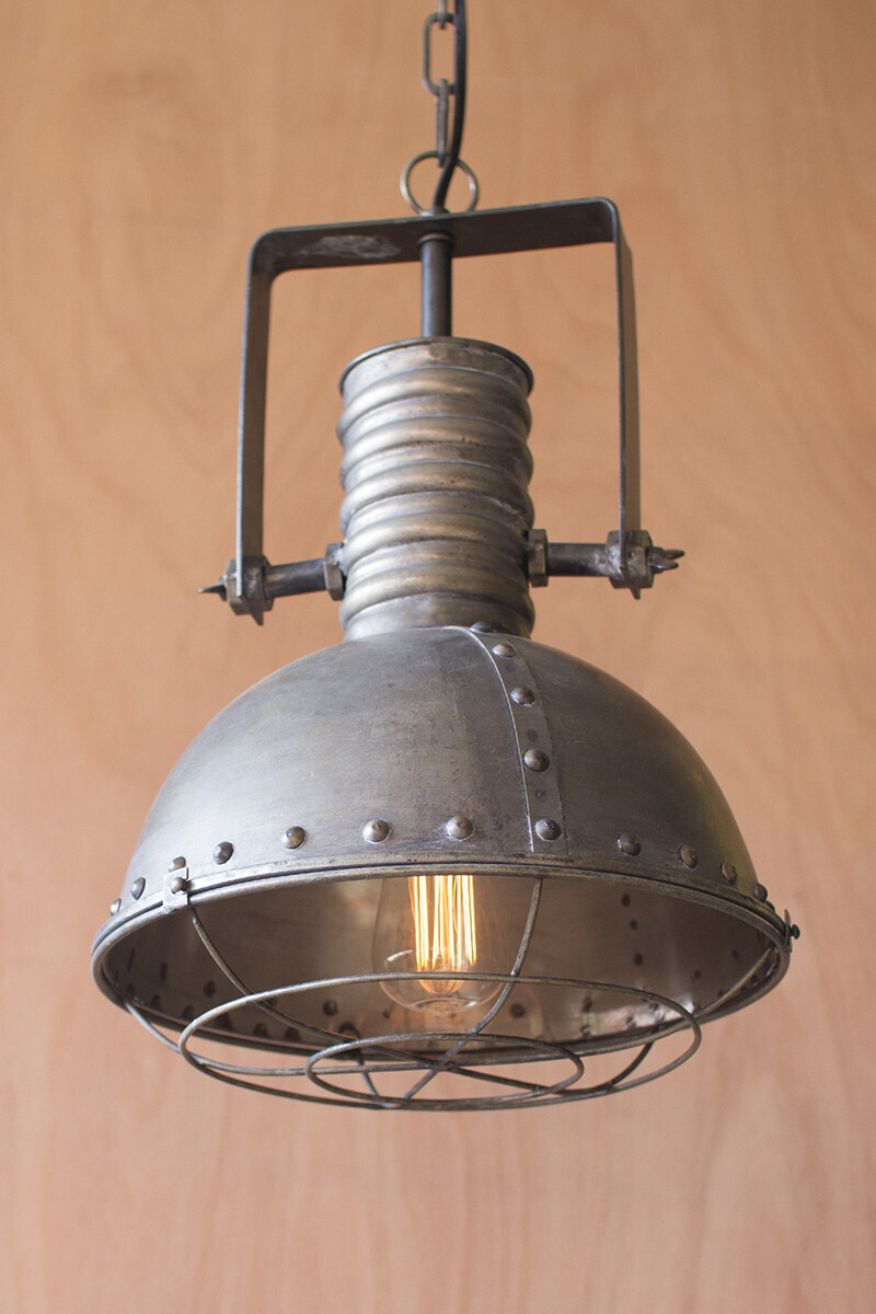 Metal Warehouse Pendant w/Cage