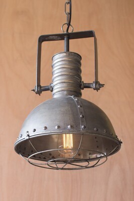 Metal Warehouse Pendant w/Cage