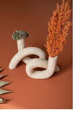 S/2 Speckled Clay Loop Bud Vases