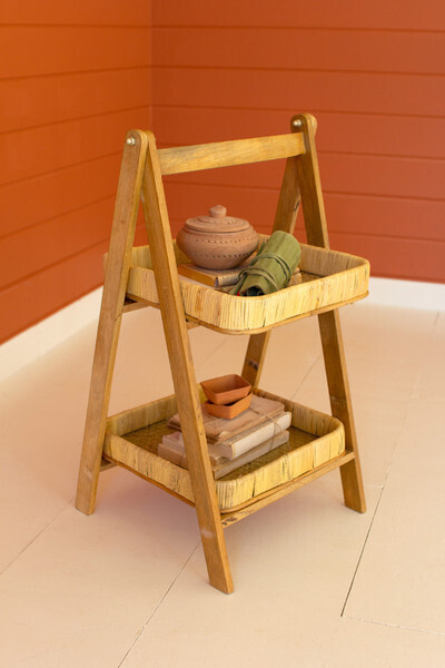Rattan 2 Tiered Display Shelf