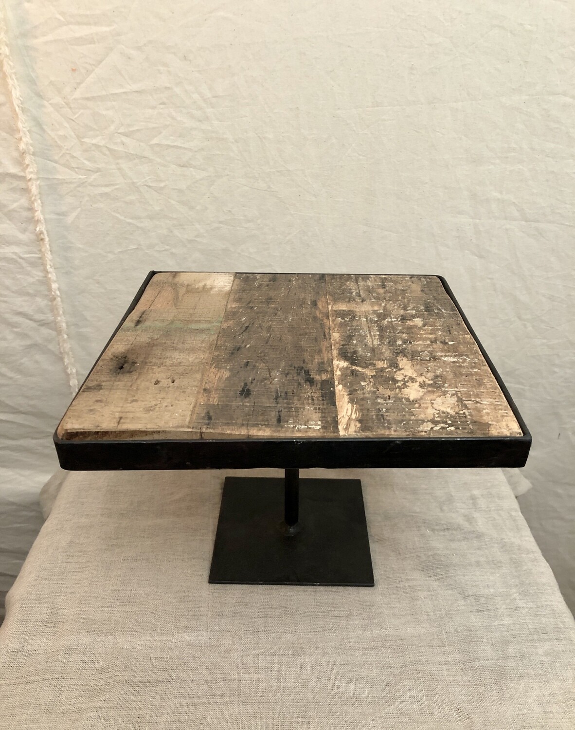 Recycled Wood Riser w/Black Metal Base - Lg