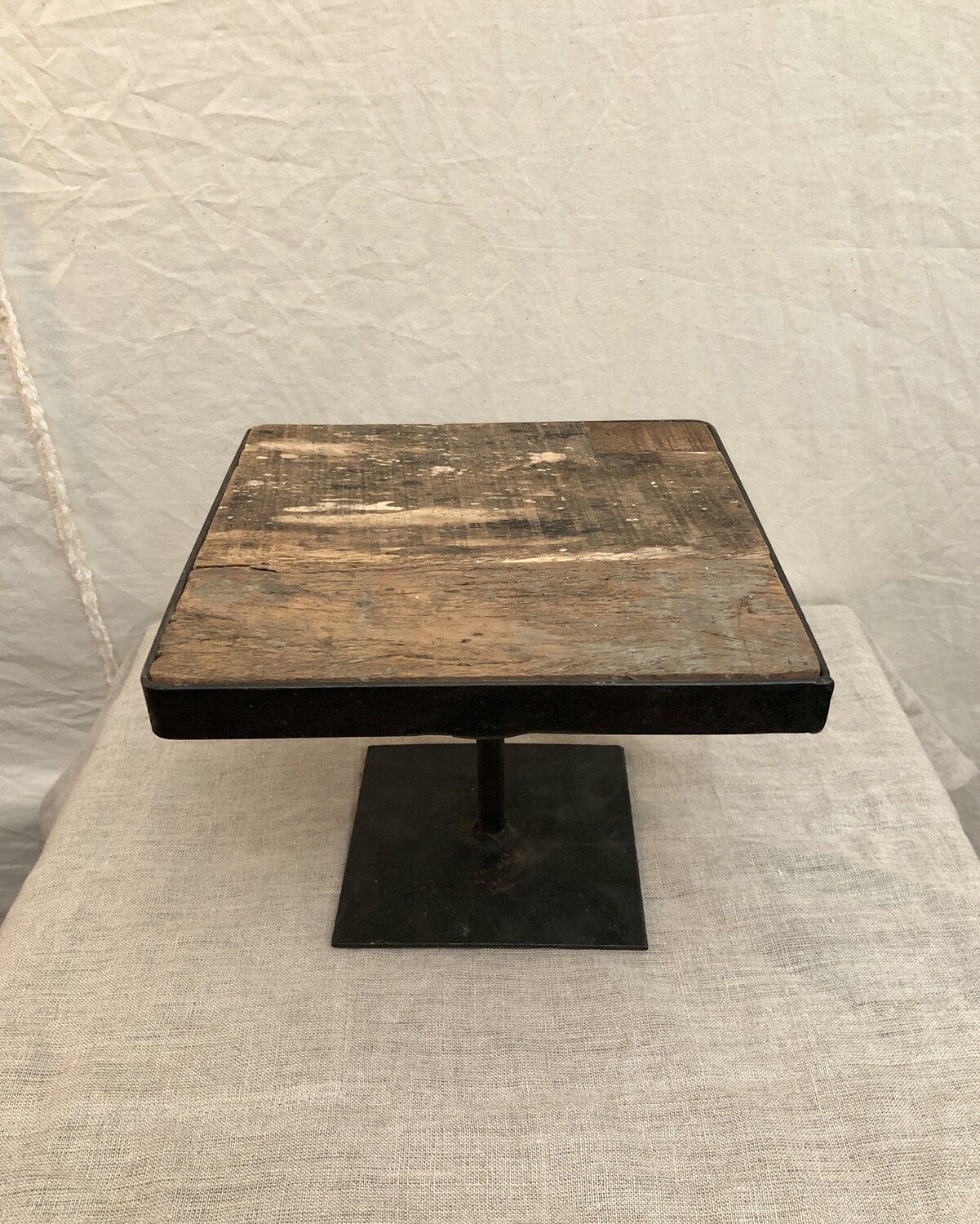 Recycled Wood Riser w/Black Metal Base - Sm