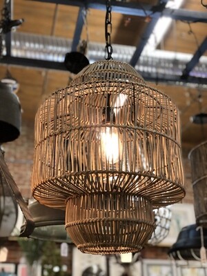 Rattan Lantern Pendant Light 14"d x 22"t