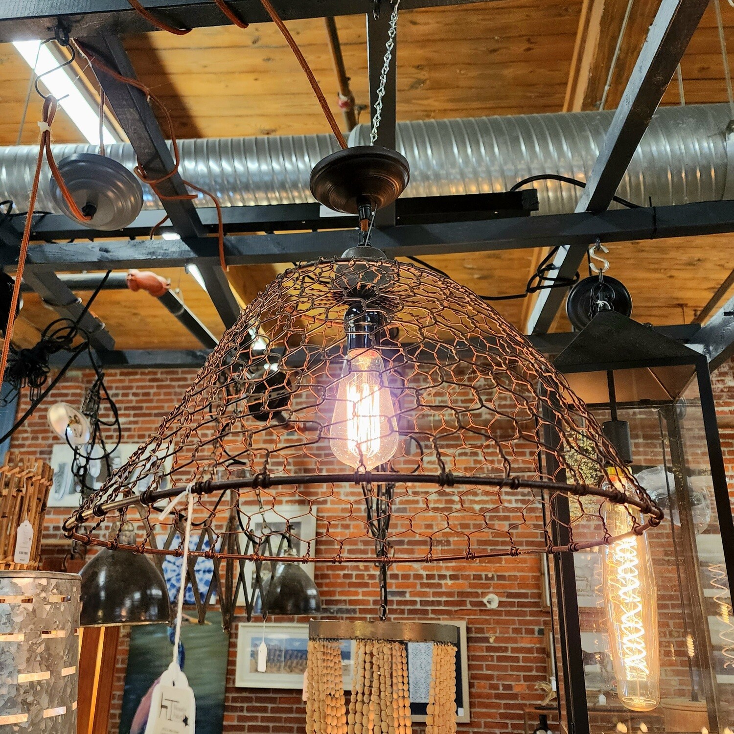 Chicken Wire Basket Pendent Lamp Chicken Wire Basket Pendent Lamp