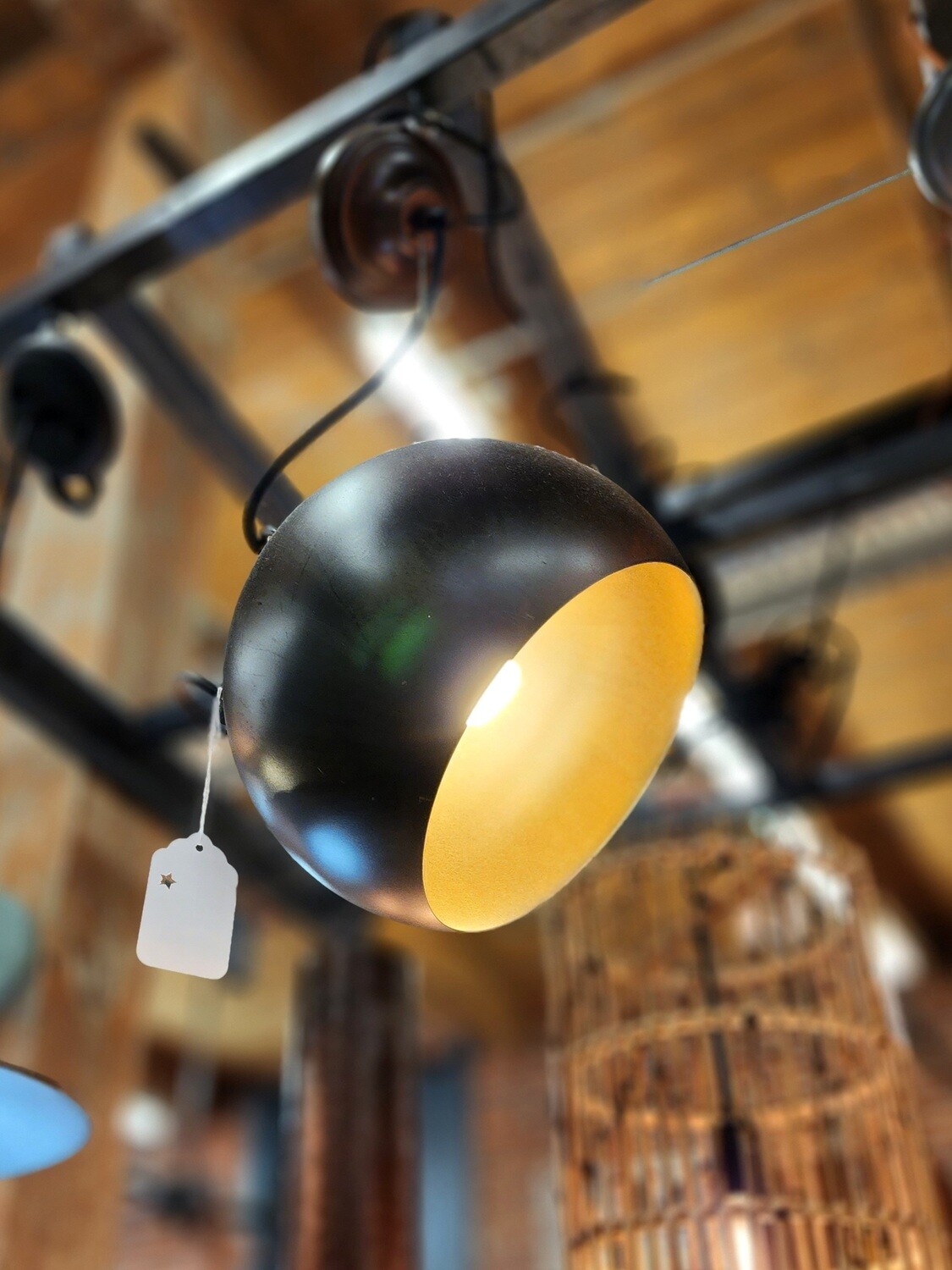 Metal Sphere Adjustable Pendant Light - Brass Finish