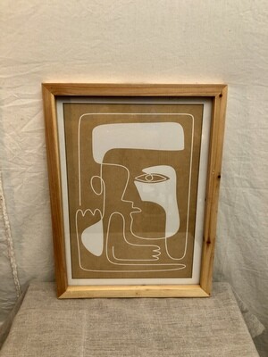 Framed Abstract Figures Print Under Glass II
