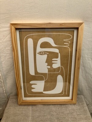Framed Abstract Figures Print Under Glass I