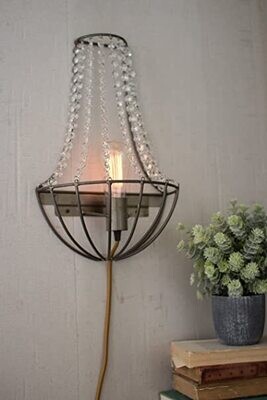 Wall Sconce Light w/Glass Gems