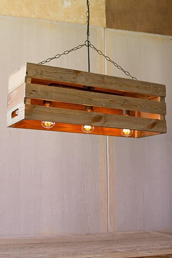 Recycled Wood Crate Pendant Light