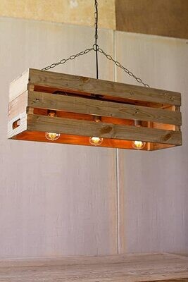 Recycled Wood Crate Pendant Light