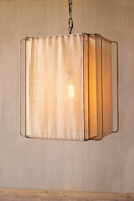 Pendant Light w/Canvas Shade 17&quot; x 17&quot; x 21.5&quot;t