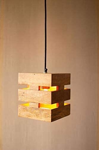 Mango Wood Box Pendant Light 7&quot; x 7&quot; x 8&quot;t