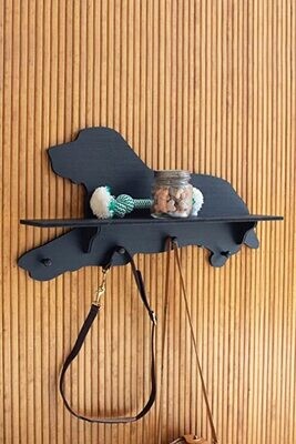 Wooden Black Labrador Shelf &amp; Coat Rack