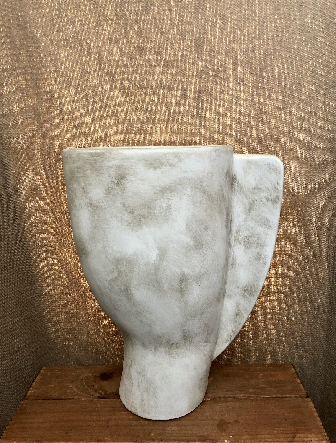 Abstract Ceramic White Bust Vase w/Handle Abstract Ceramic White Bust Vase w/Handle