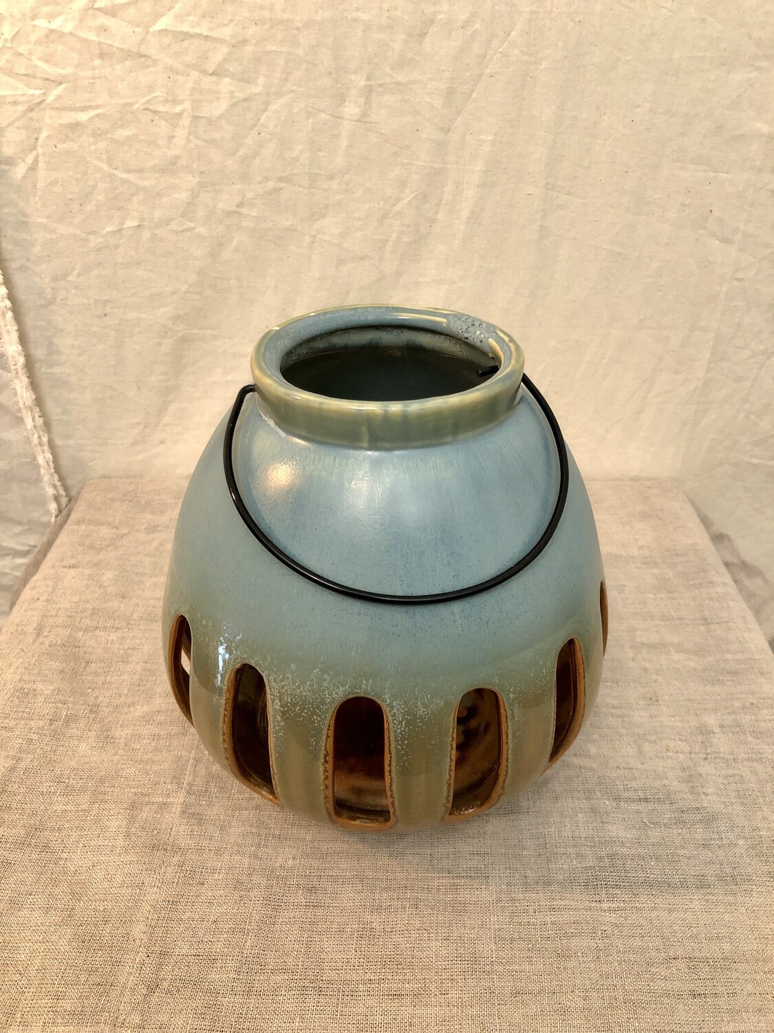 Stoneware Lantern Teal