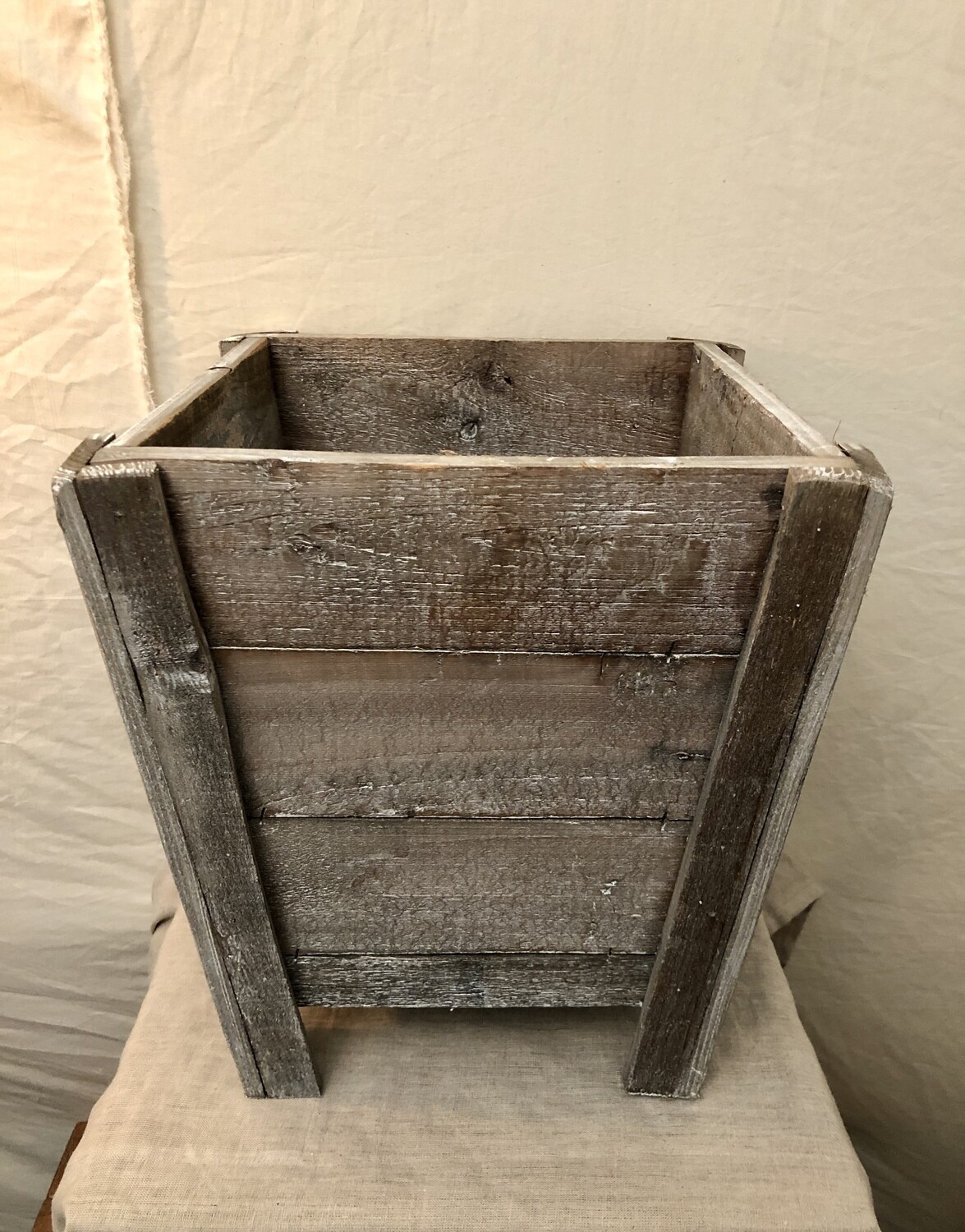 Square Recycled Wood Planter - Med