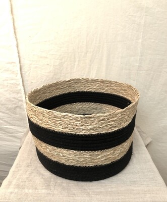 Round Seagrass Basket - Black & Natural - Lg Round Seagrass Basket - Black & Natural - Lg
