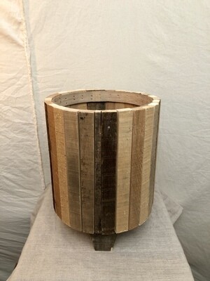 Natural Recycled Wood Round Planter - Med