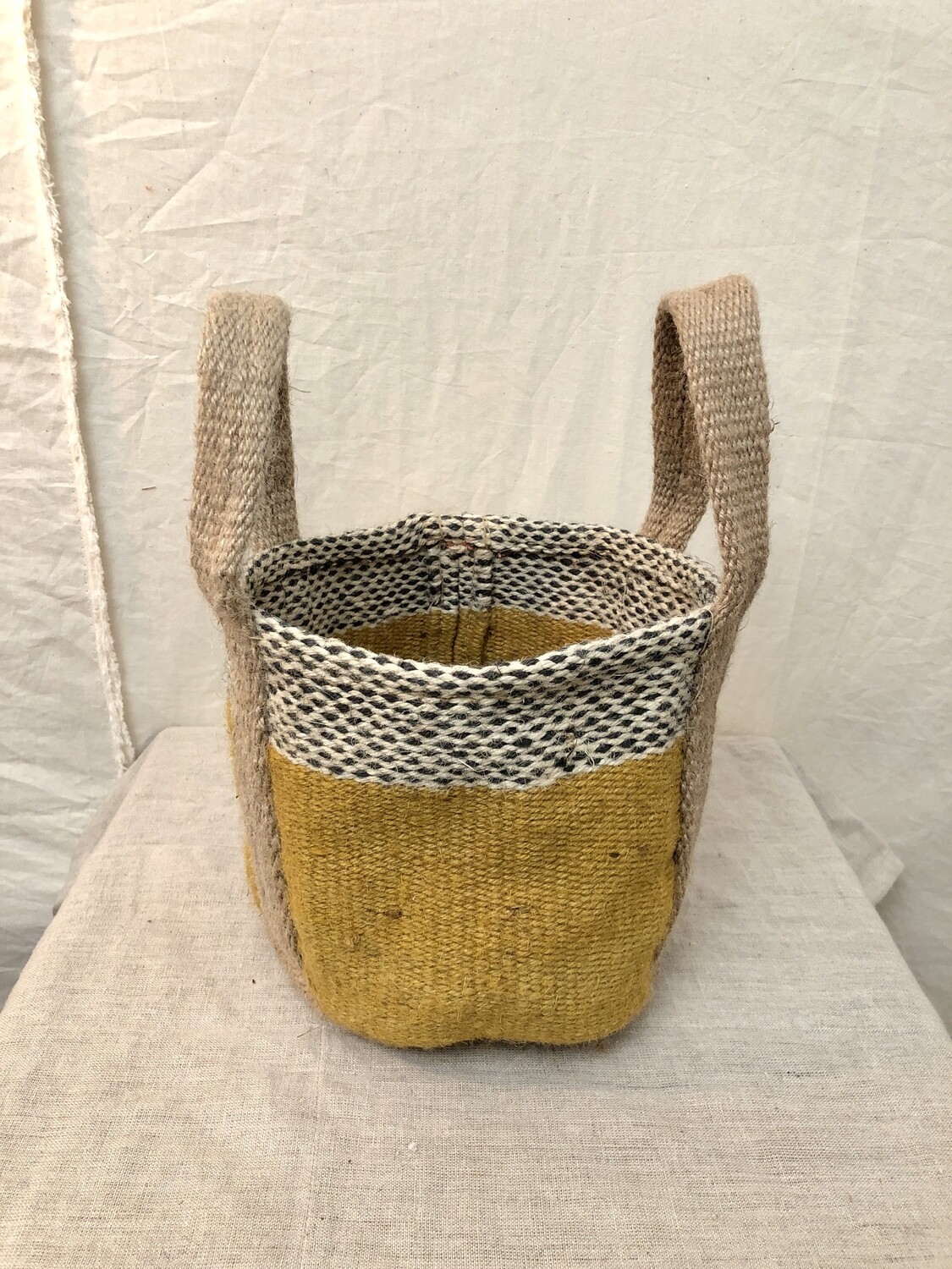 Small Jute Planter w/Handles - Mustard Small Jute Planter w/Handles - Mustard