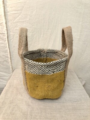Small Jute Planter w/Handles - Mustard