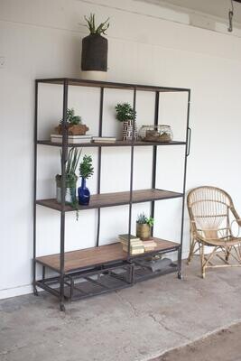 Iron &amp; Wood Shelving Unit w/Wire Drawers