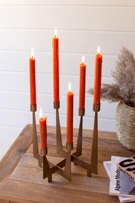 Iron Taper Candelabra w/Brass Finish Iron Taper Candelabra w/Brass Finish