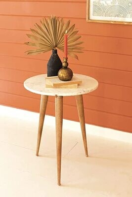 Iron Accent Table w/Live Edge Marble Top Iron Accent Table w/Live Edge Marble Top
