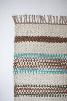 Jute Rug w/Turquoise Stripes - 72X48