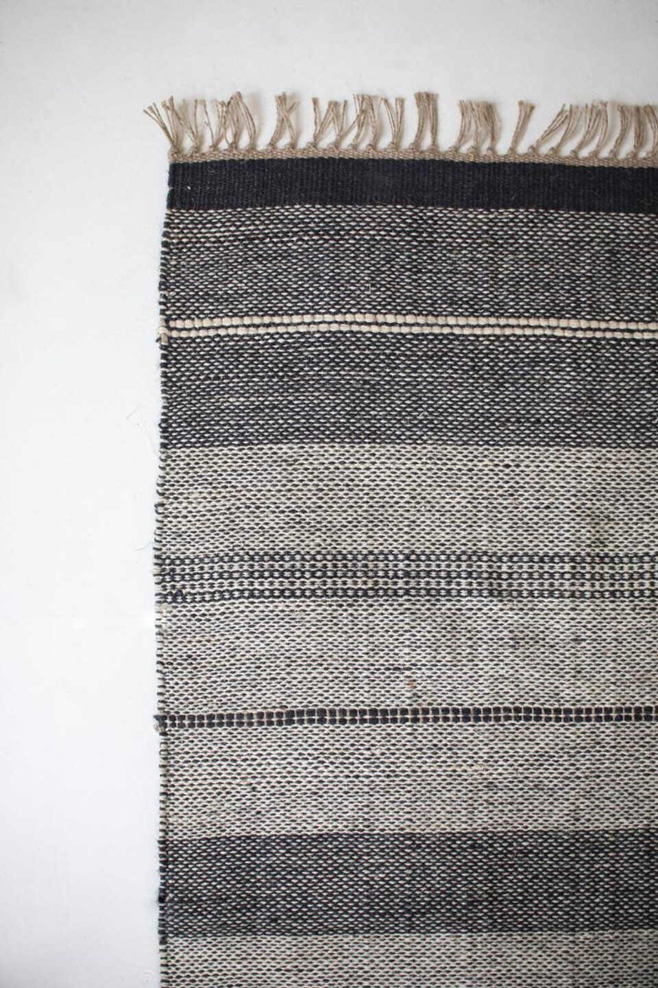 Jute Rug w/Black &amp; Grey Stripes - 72X48
