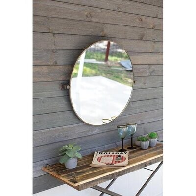 Metal Framed Tilted Round Mirror