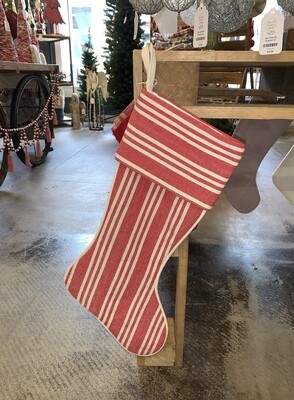 Stripe Linen Stocking Red 25" Stripe Linen Stocking Red 25"