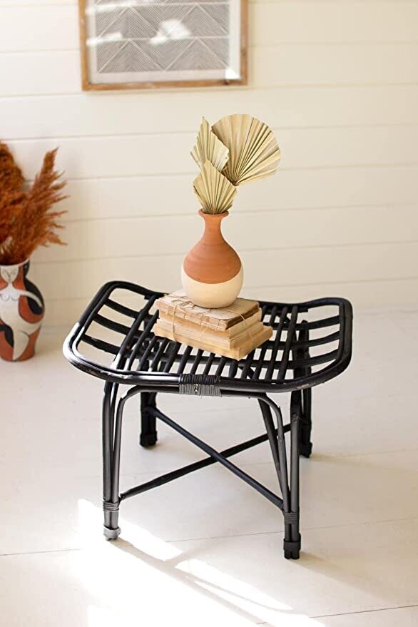 Rattan Foot Stool -  Black