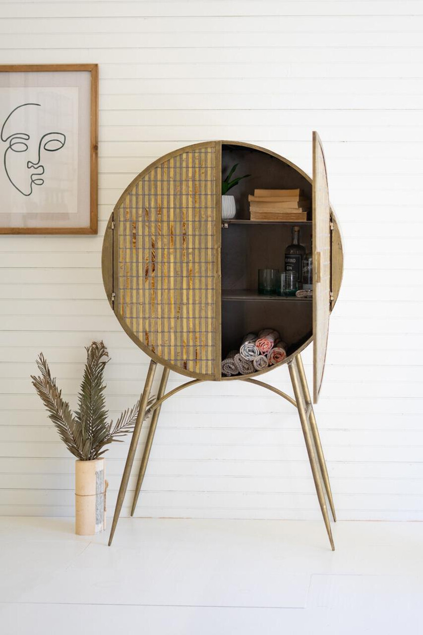Round Antique Brass Cabinet